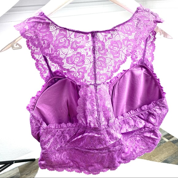 Plus Mauve Stretch Lace Hourglass Back Bralette - Picture 3 of 12